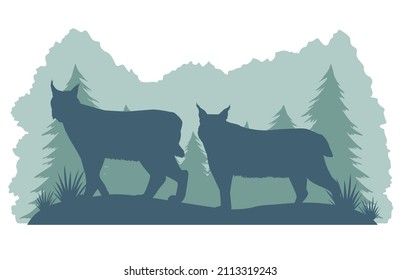 wolves walking silhouettes landscape scene