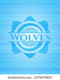 Wolves water wave concept badge. Vector Illustration. Detailed. 