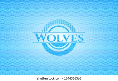 Wolves water wave representation emblem.