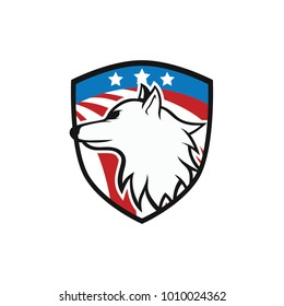 Wolves wolf mascot head logotype vector design illustration emblem isolated animals sport