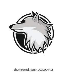 Wolves wolf mascot head logotype vector design illustration emblem isolated animals sport