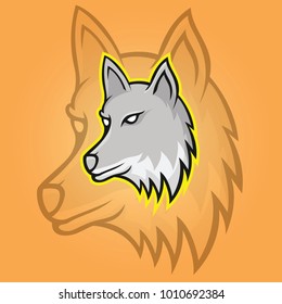 Wolves wolf mascot head logotype vector design illustration emblem isolated animals sport