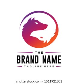 Wolves Yin and Yang Logo Template