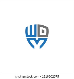 WOM Unique modern flat abstract logo design with blue and gray color.