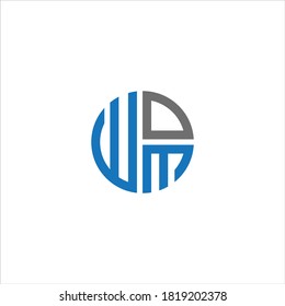 WOM Unique modern flat abstract logo design with blue and gray color.