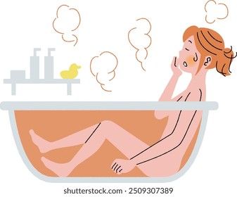 Woman 2 soaking in the bathtub while bathing