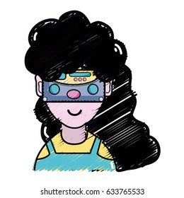 woman with 3d eyeglasses virtual experience game