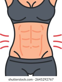 Mulher Abdômen Ícone Set para Fitness Design