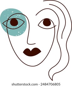 Woman Abstract Face Portrait Doodle Vector Illustration