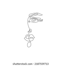 Woman abstract portrait, continuous line drawing, face of the girl is a single line on a white background, vector illustration. Tattoo, print and logo design for a spa or beauty salon.