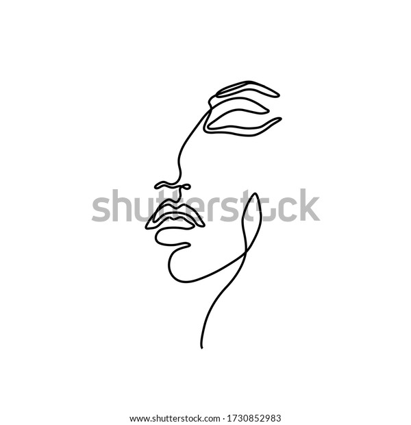 Woman Abstract Portrait Continuous Line Drawing Stock Vector Royalty Free