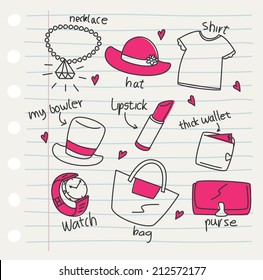 woman accessories doodle