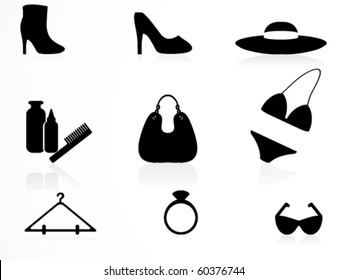 Woman accessories icons set