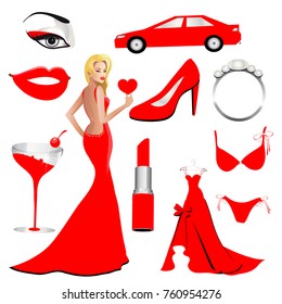 woman , accessories, isolated on a white