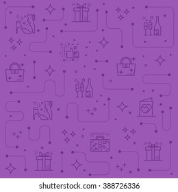 Woman accessories line icon background in purple theme