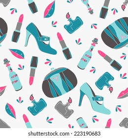Woman accessories seamless pattern. Vector illustration.