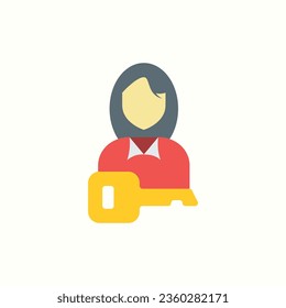 woman, account flat icon, isolated icon in light background, perfect for website, blog, logo, graphic design, social media, UI, mobile app