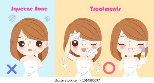 woman with acne problem before and after concept