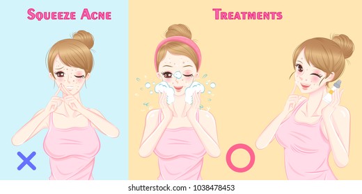 woman with acne problem before and after
