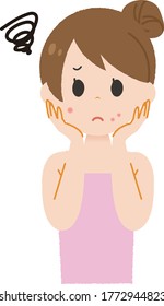 Mujer con problema de acné. Es una enfermedad vectorial.