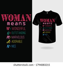 Woman acronym T shirt design woman vector print illustrationd