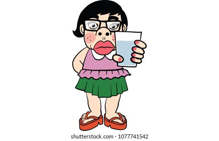 woman action cartoon, vector
