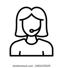 Frau Admin Icon Line Vektorgrafik Design Illustration Vorlage im trendigen Stil