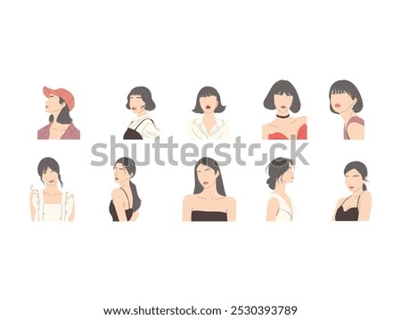 Woman Aesthetic Potrait Element Set