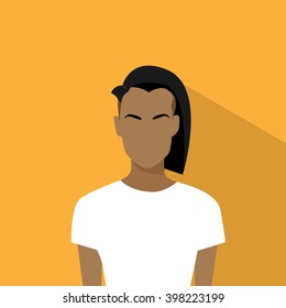 Woman African American Ethnic Portrait Flat Vector Illustration