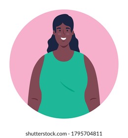 woman african character in round frame vector illustration design