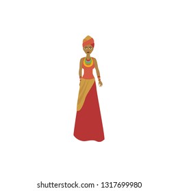 woman in african national dress color illustration