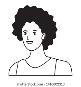 woman afro avatar cartoon character portrait profile style vector illustration graphic design