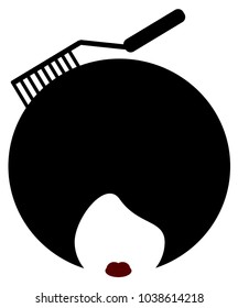 woman with afro and comb