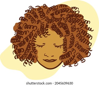 Woman with afro curls who smiles