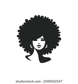 woman afro hair modern minimalism logo vector illustration template design