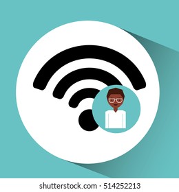 woman afro internet connection icon vector illustration eps 10