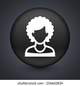 Woman with Afro on Black Round Buttons