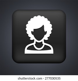 Woman with Afro on Black Square Buttons