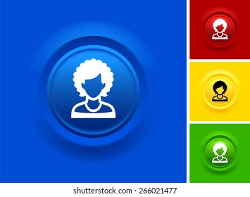 Woman with Afro on Blue Bevel Buttons