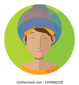 Woman after shampoo. Beauty Salloon Icon Set. Vector Illustration.