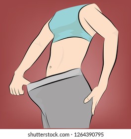 woman after weight loss. vector illustration.