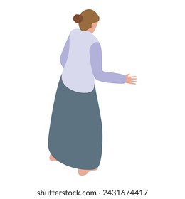 Woman aikido training icon isometric vector. Warrior workout. Art person culture