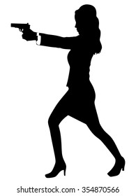 Woman Aiming Gun Stock Vector (Royalty Free) 355216865