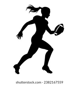 Woman American football player silhouette. Vector illustration