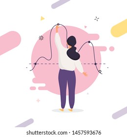 Woman analyzing statistics. Data visualization concept. Business processes. 