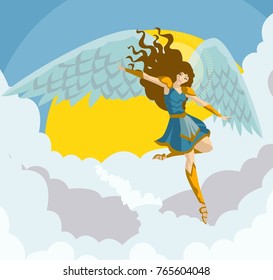 woman angel flying in sky