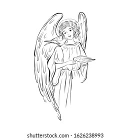 woman angel line icon. Religion element of simple icon. 