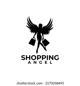 Woman Angel Shopping vector logo design