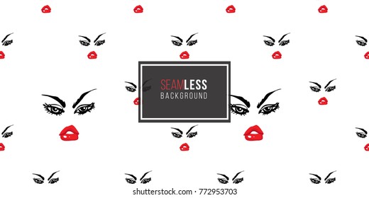 Woman angry vector emoticons, emoji, smiley icons, characters. Fashion illustrated women's emotional faces seamless pattern.