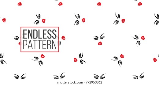 Woman angry vector emoticons, emoji, smiley icons, characters. Fashion illustrated women's emotional faces seamless pattern.